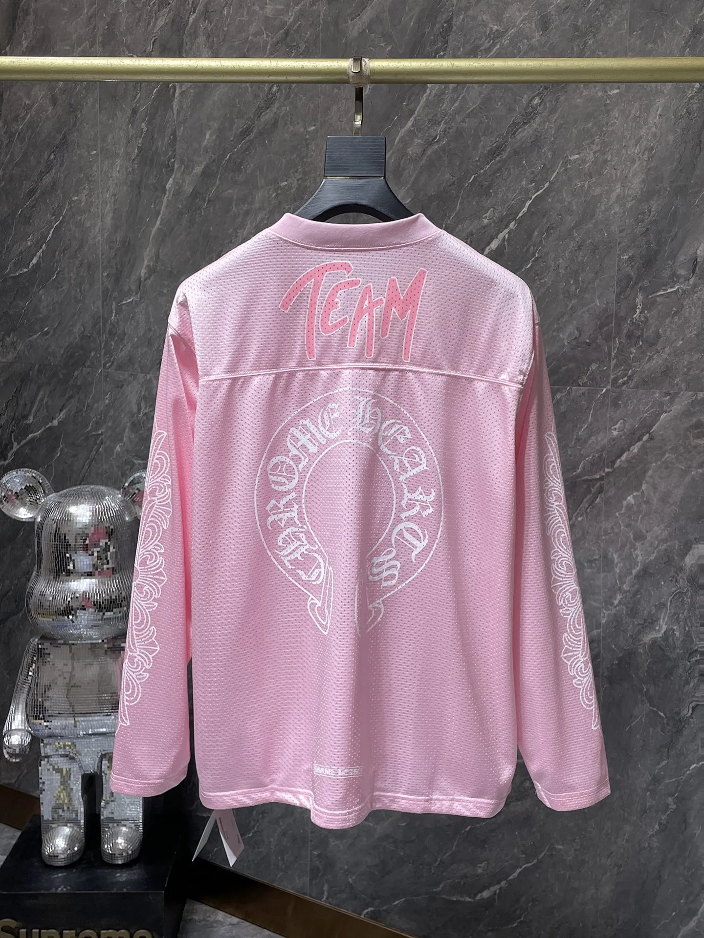 P216 Chrome Hearts 25ss customized version of high gram weight uniform fabric Chrome mattyboy official website limited flower arm ice hockey uniform counter synchronization 1:1 replica version Recommended color: pink Size: S, M, L, XL